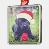 Custom Christmas Black Dog Foto Ornament Aus Metall (Links)