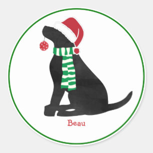 Custom Christmas Black Labrador Holiday Dog Runder Aufkleber