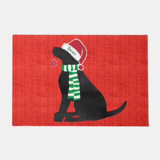Custom Christmas Black Labrador Holiday Red Fußmatte
