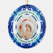 Custom Christmas Blue Green Family Photo Gift Keramik Ornament (Links)