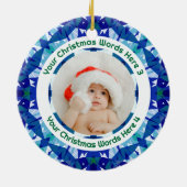 Custom Christmas Blue Green Family Photo Gift Keramik Ornament (Hinten)