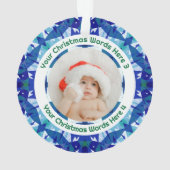 Custom Christmas Blue Green Family Photo Gift Ornament (Rückseite)
