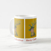 Custom Christmas Bokeh Reindeer Head Red und Gold Kaffeetasse (Vorderseite Links)