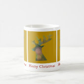 Custom Christmas Bokeh Reindeer Head Red und Gold Kaffeetasse (Mittel)