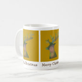 Custom Christmas Bokeh Rentier Head Bronze Gold Kaffeetasse (Vorderseite Links)