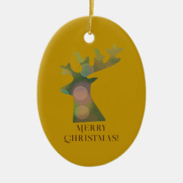 Custom Christmas Bokeh Rentier Head Bronze Gold Keramik Ornament