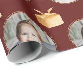 Custom Christmas Botany Golden Foto Frames Geschenkpapier (Rolleneckpunkt)