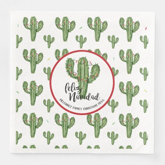Custom Christmas Cactus Napkins Serviette (Vorderseite)