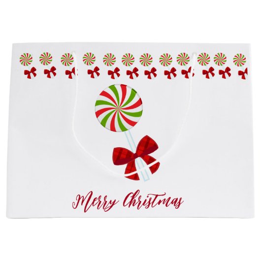 Custom Christmas Candy Cane Große Geschenktüte (Vorderseite)