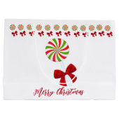 Custom Christmas Candy Cane Große Geschenktüte (Rückseite)