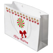 Custom Christmas Candy Cane Große Geschenktüte (Rückseite Schrägansicht)