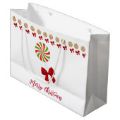 Custom Christmas Candy Cane Große Geschenktüte (Vorderseite Schrägansicht)