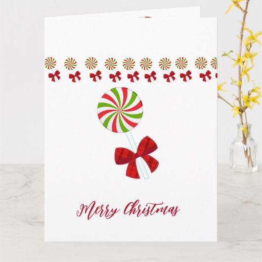 Custom Christmas Candy Cane Karte (Gelbe Blume)