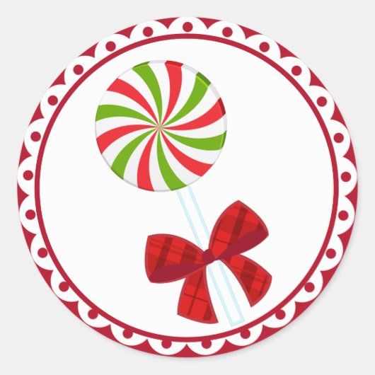 Custom Christmas Candy Cane Runder Aufkleber (Vorderseite)