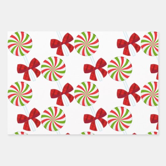 Custom Christmas Candy und Matching Teddy Bär Geschenkpapier Set (Vorderseite)