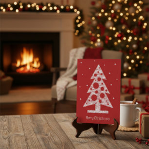 Custom Christmas Card mit Abstrakter Line Art Tree Feiertagskarte