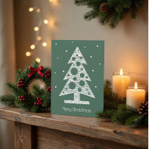 Custom Christmas Card mit Abstrakter Line Art Tree