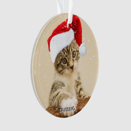 Custom Christmas Carol Cat Foto Personalisiert Ornament (Vorderseite)
