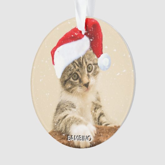 Custom Christmas Carol Cat Foto Personalisiert Ornament (Vorderseite)