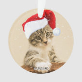 Custom Christmas Carol Cat Foto Personalisiert Ornament (Vorderseite)