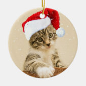 Custom Christmas Carol Tabby Cat Foto Keramik Ornament (Vorne)