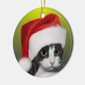 Custom Christmas Carol Tuxedo Cat Foto Keramik Ornament (Links)