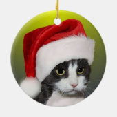 Custom Christmas Carol Tuxedo Cat Foto Keramik Ornament (Hinten)