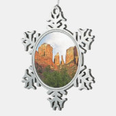 Custom Christmas Cathedral Rock Sedona Schneeflocken Zinn-Ornament (Rechts)