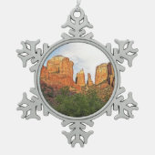 Custom Christmas Cathedral Rock Sedona Schneeflocken Zinn-Ornament (Vorderseite)