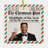 Custom Christmas Celebrate Achievement Newspaper  Keramikornament (Vorderseite)
