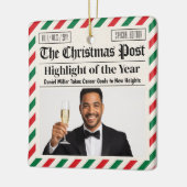 Custom Christmas Celebrate Achievement Newspaper  Keramikornament (Links)