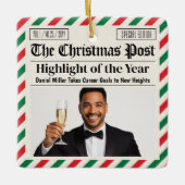 Custom Christmas Celebrate Achievement Newspaper  Keramikornament (Vorderseite)