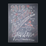 Custom Christmas Chalkboard Postkarte<br><div class="desc">Fügen Sie den Namen Ihrer Familie hinzu!</div>