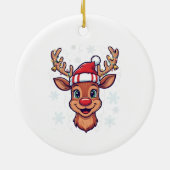 Custom Christmas Cheer Cute Reindeer in Hat Keramik Ornament (Hinten)