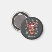 Custom Christmas Cheer Cute Reindeer in Hat Magnet (Vorderseite/Rückseite)