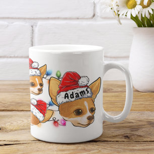 Custom Christmas Chihuahua Head Weihnachtsmannmütz Kaffeetasse