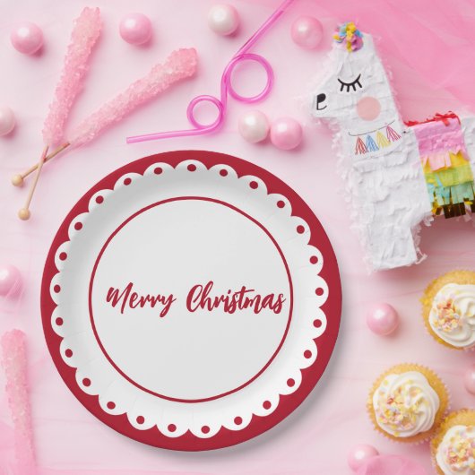 Custom Christmas Classic Round Pappteller (Party)