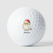 Custom Christmas Cockatiel Wearing Santa Hat Golfball (Vorderseite)