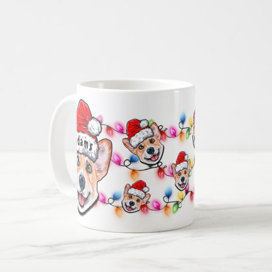 Custom Christmas Corgi Head Weihnachtsmannmütze Do Kaffeetasse (Vorderseite Links)