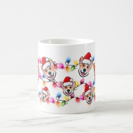 Custom Christmas Corgi Head Weihnachtsmannmütze Do Kaffeetasse (Mittel)