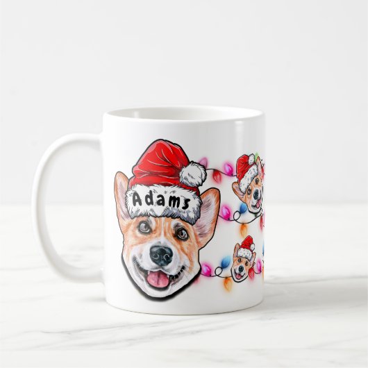 Custom Christmas Corgi Head Weihnachtsmannmütze Do Kaffeetasse (Links)