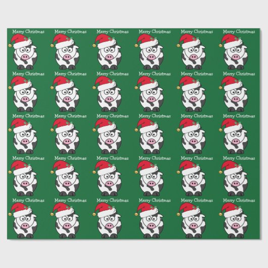 Custom Christmas Cow Green Geschenkpapier (Flach)