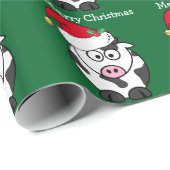 Custom Christmas Cow Green Geschenkpapier (Rolleneckpunkt)