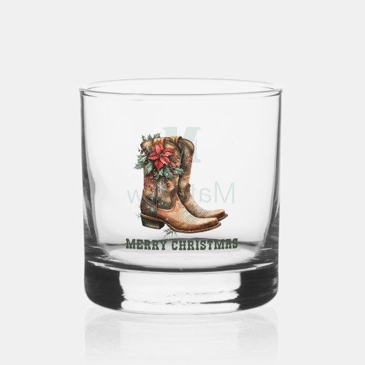 Custom Christmas Cowboy Boots Whiskyglas (Vorderseite)