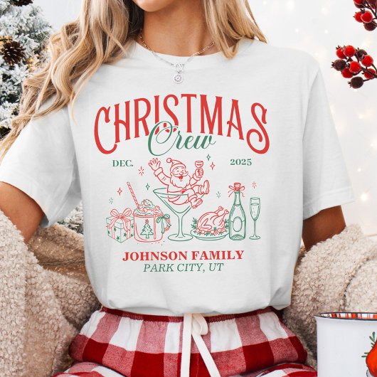Custom Christmas Crew Matching Family Group T-Shirt