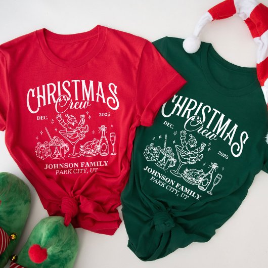 Custom Christmas Crew Matching Family Group T-Shirt