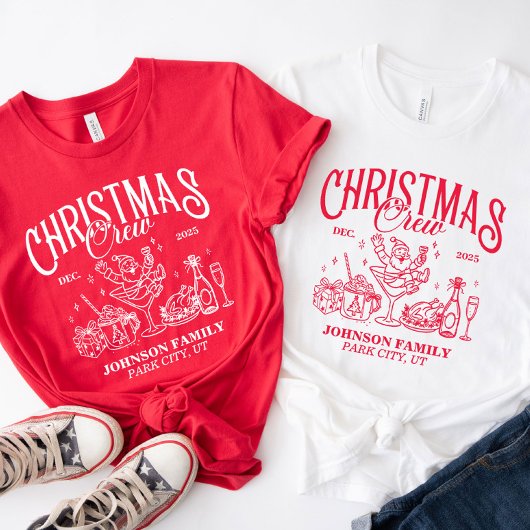 Custom Christmas Crew Matching Family Group T-Shirt