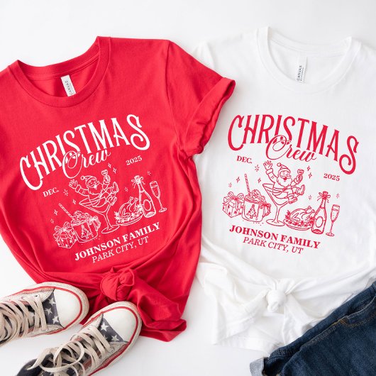 Custom Christmas Crew Matching Family Group T-Shirt