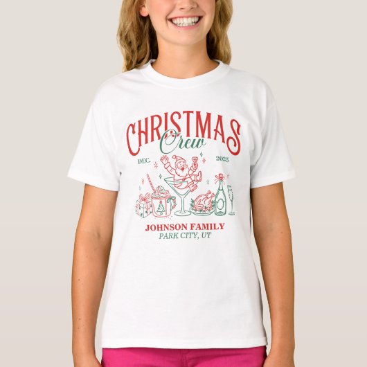 Custom Christmas Crew Matching Family Group T-Shirt (Vorderseite)