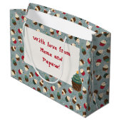 Custom Christmas Cupcakes Geschenktasche Große Geschenktüte (Rückseite Schrägansicht)
